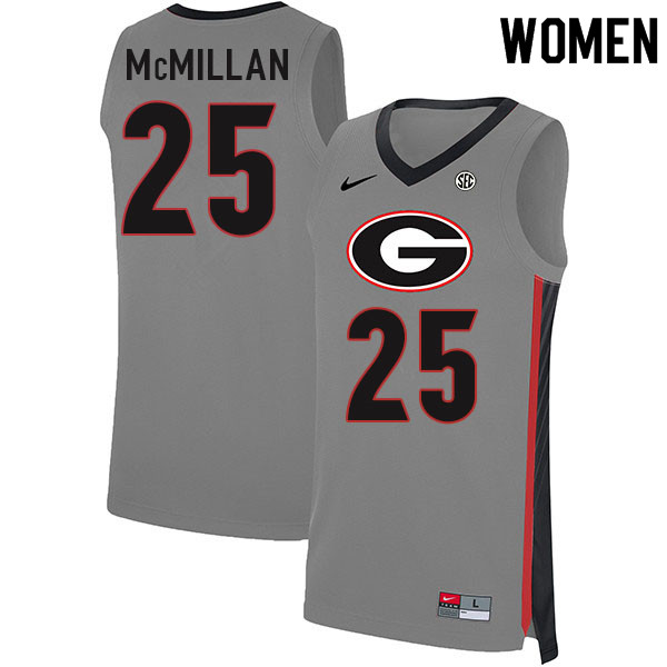 Women #25 Tyron McMillan Georgia Bulldogs College Basketball Jerseys Sale-Gray